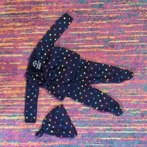 Primary 3-piece layette set, navy rainbow stars 0-3 month